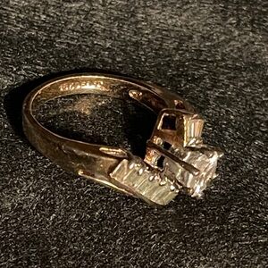 Gold-Tone Women’s Ring with Clear Stones - Gold